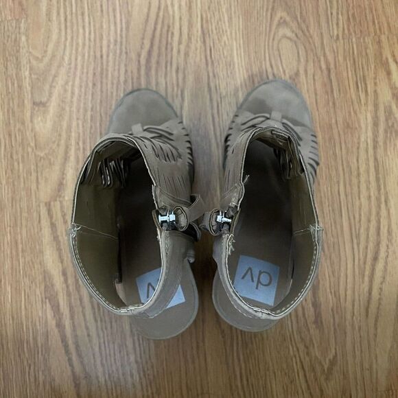 DOLCE VITA tan brown boho peep toe chunk heel size US 6 - Picture 5 of 7